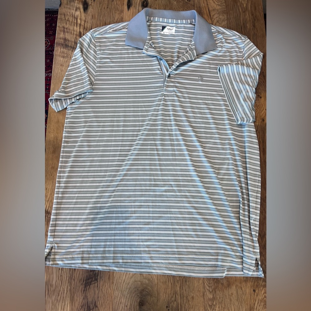 Izod Gray Striped Polo Shirt